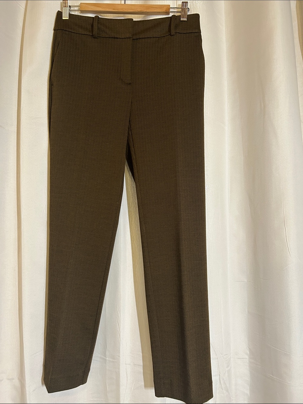 Ann Taylor Factory Herringbone Brown and Black Straight-Leg Trousers